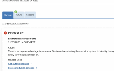 PG&E  Power Outage Nov 25, 2025
